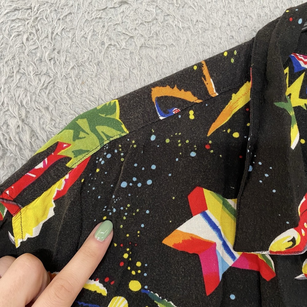 Vintage Planet Hollywood Shirt Mens XL Space Hawaiian Print Rayon Button Up 90s - Picture 4 of 14